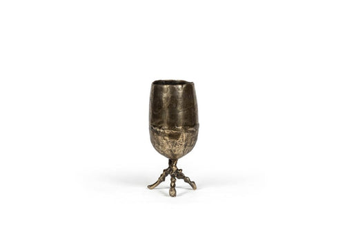 Vase with 3 legs rough - metal - antique gold Ø15 x43 Vases Dekocandle 