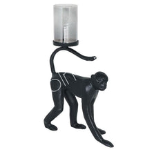 Load image into Gallery viewer, Candle holder monkey Raw alu Matt Black with black seed glass L48 W18 H68 cm Homeware Diga Colmore 
