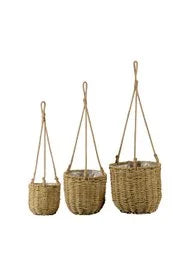 Basket Hanging natural big W/Plastic Liner Ø25 H23cm Homeware Posiwio 