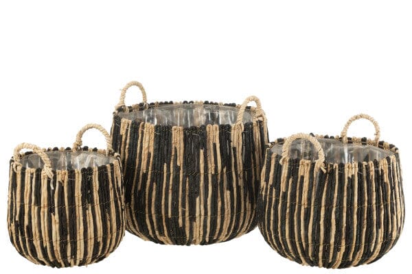 Basket Maste Black/Natural S H30 Ø29 Homeware Jolipa 