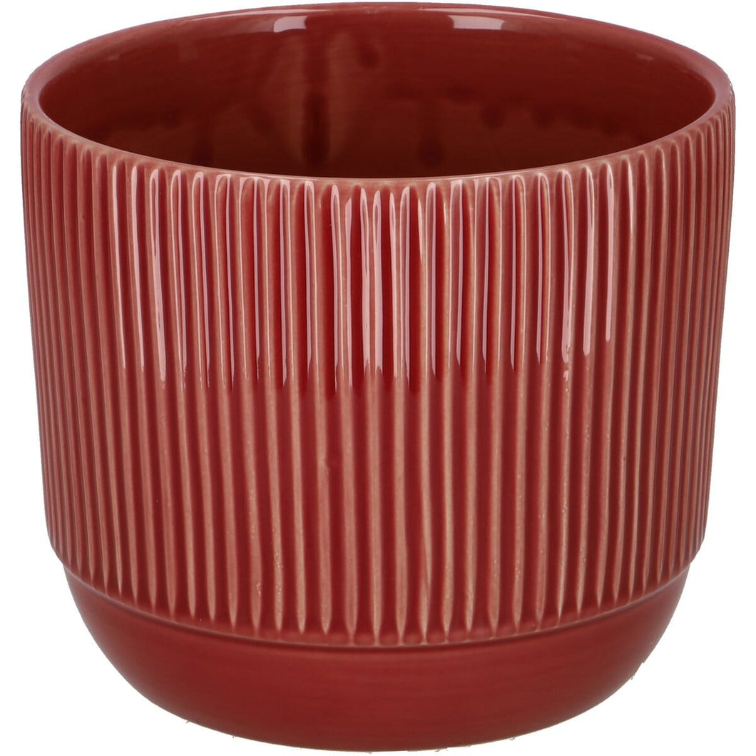 Ceramic pot Lineas red Ø16/15 H14cm Pots & Co Vosteen 