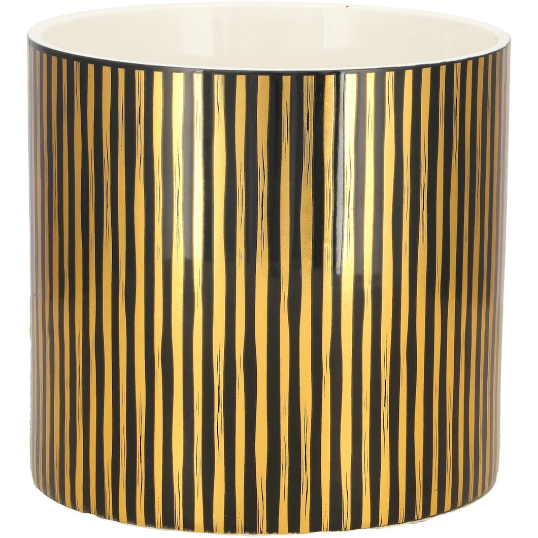 Ceramic pot Mabra black/gold stripes Ø16/14,5 H15cm Pots & Co Vosteen 