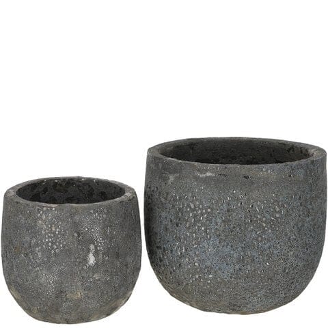 Ceramic pot Marla Black lava Ø22/18 H19 Pots & Co Vosteen 