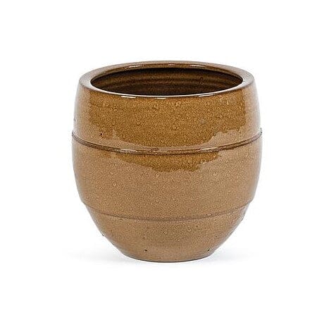 Ceramic pot round glazed ochre Ø19 H18cm Pots & Co Dekocandle 