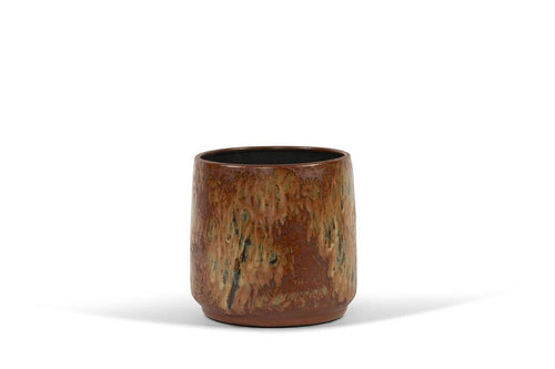 Ceramic pot spotted brown glazed - terracotta Ø24,5/28 H28 Pots & Co Dekocandle 