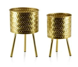 Plant stand gold braided with feet 18x28cm Pots & Co Mondex 