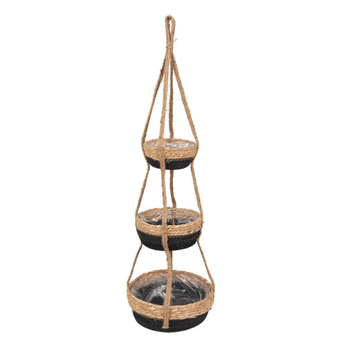 Planthanger natural + black, three pots, 24 x 83cm Pots & Co Clayre & Eef 