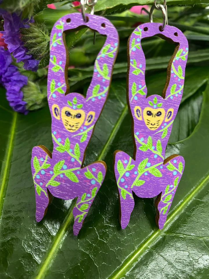 Artisan Violet Monkeys Earrings Jewellery Mine Güngör Design 