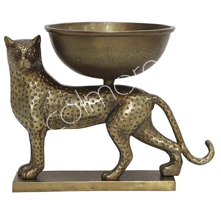 Bowl with leopard Raw alu Antique Gold L45 W30 H36 cm Homeware Diga Colmore 