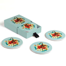Lade das Bild in den Galerie-Viewer, Ceramic coaster set of 4 Tiger Flower D10cm Coasters Gangzaï 
