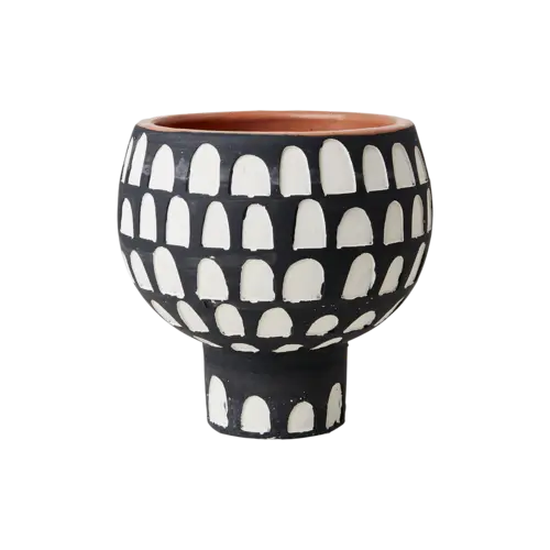 Ceramic Pot Camille Black and White Ø16/12 H16 cm Pots & Co Affari 