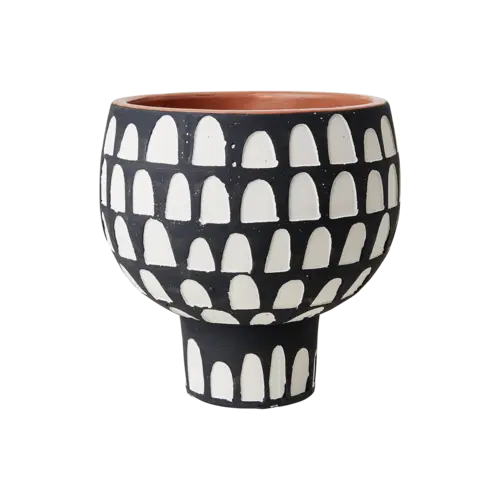 Ceramic Pot Camille Black and White Ø19/15,5 H19 cm Pots & Co Affari 