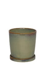 Ceramic Pot Enea green with plate Ø19,5/17,5 H21cm Pots & Co vkVividi 