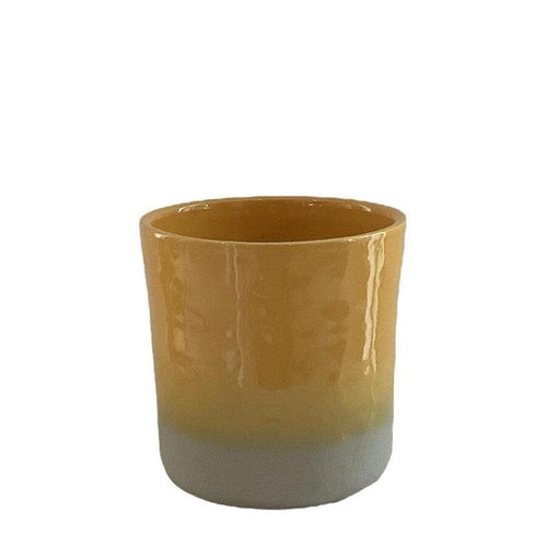 Ceramic pot Porgy shiny ocher Ø13.5/12 H13.5 cm Pots & Co The Family House 