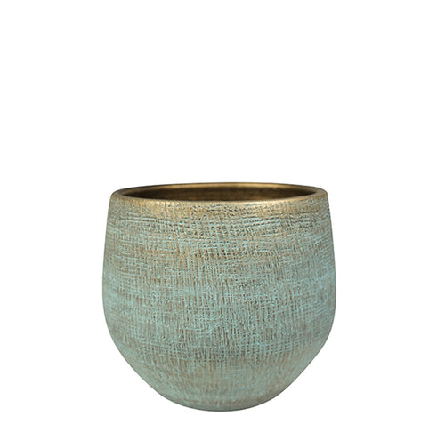 Ceramic pot Ryan shiny blue ⌀15/12 H13cm Ter Steege 