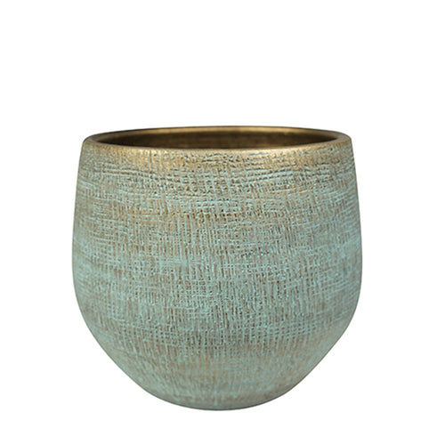 Ceramic pot Ryan shiny blue ⌀22 H20cm Pots & Co Ter Steege 