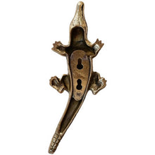 Load image into Gallery viewer, Chewy Crocodile Hook, Recycled brass, Handmade 20 x 7.5 x 4 cm Decor Doing Goods 
