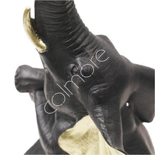 Lade das Bild in den Galerie-Viewer, Deco elephant with palm leaf bowl, Black/Gold H48 Homeware Diga Colmore 
