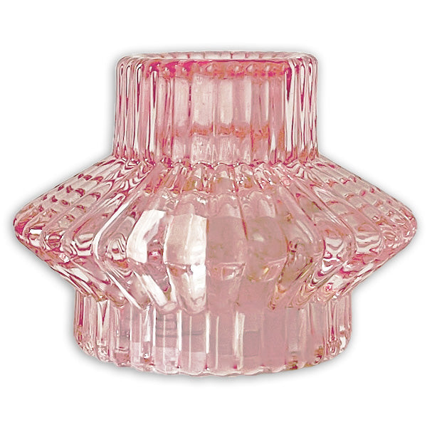 Glass candlestick and tealight holder Seashell pink H5.5 D8cm Homeware Vanilla Fly 