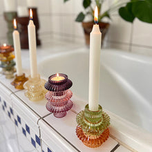 Load image into Gallery viewer, Glass candlestick and tealight holder Seashell pink H5.5 D8cm Homeware Vanilla Fly 
