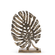 Lade das Bild in den Galerie-Viewer, Leaf sculpture small - metal - antique gold - 38x28cm Homeware Dekocandle 
