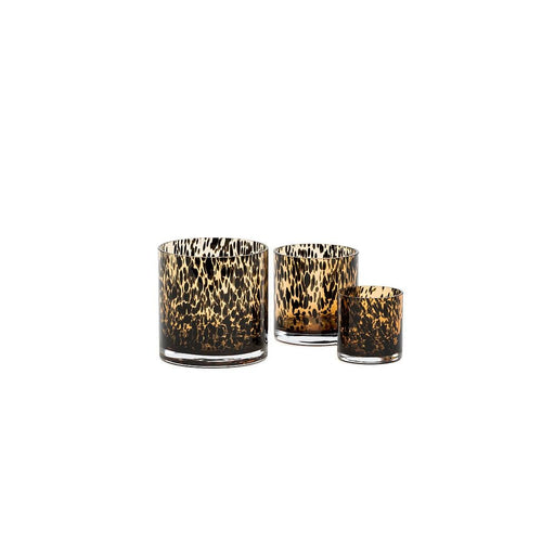 Leopard spotted vase - glass - amber + black - small Ø 9x9cm Pots & Co Dekocandle 