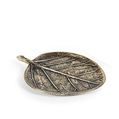 Metal Leaf plate, antique gold 20x14cm Decorative Trays Dekocandle 