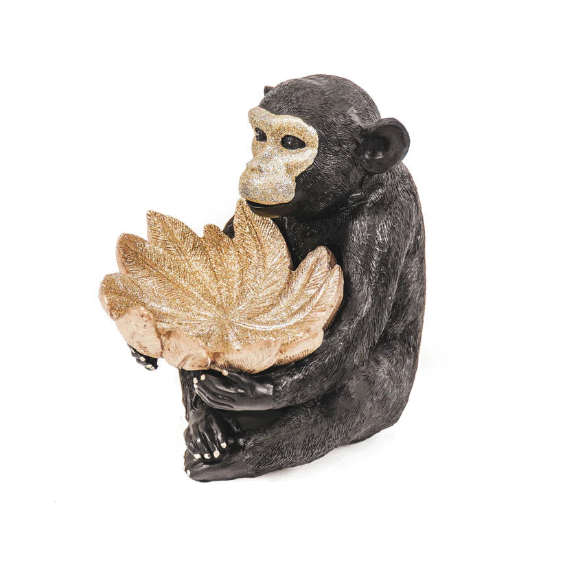 Monkey Bowl Figure Black/Golden Sculptures & Statues Housevitamin 