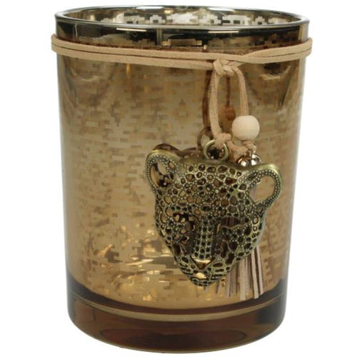 Tealight Holder Tiger Glass Gold 10x10x12.5cm Homeware Kersten 