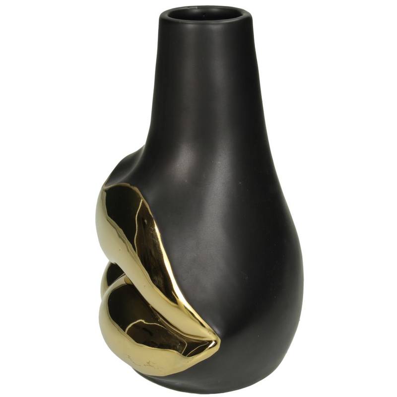 Vase Lip Fine Earthenware Black Ø15.5x10x17.5cm Vases Kersten 