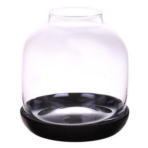 Vase Menso D13/28 H30 clear glass, wooden base Duif 